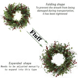 Christmas Wreath, Christmas Wreaths for Front Door,Artificial Christmas Wreath with Sparkling Leaves and Pine Needles are paired with Plump Pine and red Berries,Wreath for Indoor Wall Window Decor. Furisin