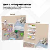 Green Goods Supply Scalloped Shelves - Set of 4 Pre-Assembled 15.6inch White Floating Nursery Book Shelves, Scalloped Book Shelf - Kids Wall Decor, Nursery Decor, Floating Shelves for Wall Green Goods Supply