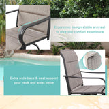 Vongrasig 4 Piece Outdoor Patio Swivel Bar Chairs, All Weather Padded Sling Textile High Top Bar Stools, Bistro Set for Backyard, Lawn Garden, Balcony, Gray Vongrasig