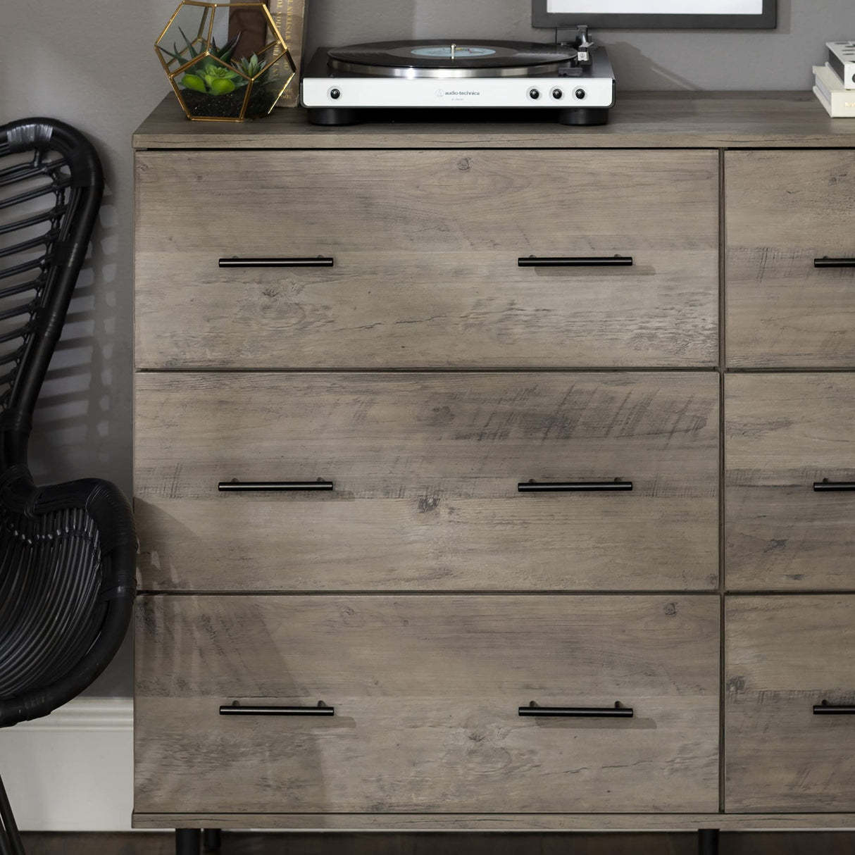 Walker Edison Mila Modern 6 Drawer Storage Buffet, 52 Inch, Grey Wash Walker Edison