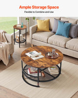VEVOR 3 Pieces Round Coffee Table Sets, 31.5 in Industrial Living Room Table with 2 End Side Tables, Easy Assembly Coffee and End Tables Sets with Metal Legs, for Office, Living Room and Apartment VEVOR