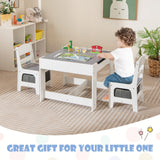 GLACER Kids Table and Chairs, 3 in 1 Wooden Activity Table with Storage, Reversible Tabletop, Chalkboard for Crafts, Drawing, Reading, Toddler Table and Chair Set for Playroom, Easy to Clean(Grey) GLACER