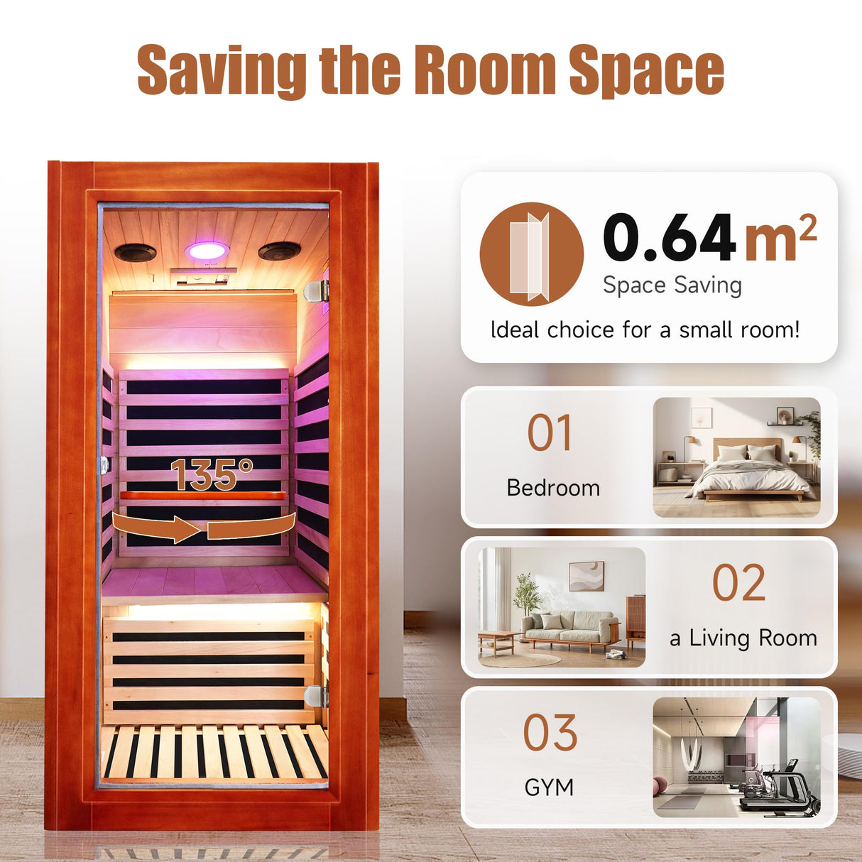 Infrared Sauna for Home Indoor Sauna Wooden Dry Sauna Room Low EMF 1020W for 1 Person with Control Panel, Bluetooth Speaker, Reading Lamp ToTibuy