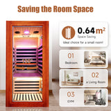 Infrared Sauna for Home Indoor Sauna Wooden Dry Sauna Room Low EMF 1020W for 1 Person with Control Panel, Bluetooth Speaker, Reading Lamp ToTibuy