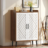 YITAHOME Shoe Cabinet with Doors, 5-Tier Shoe Storage Organizer with Adjustable Shelves, Modern Freestanding Wooden Shoe Rack Cabinet for Entryway, Hallway, Closet, Living Room, Brown & White YITAHOME