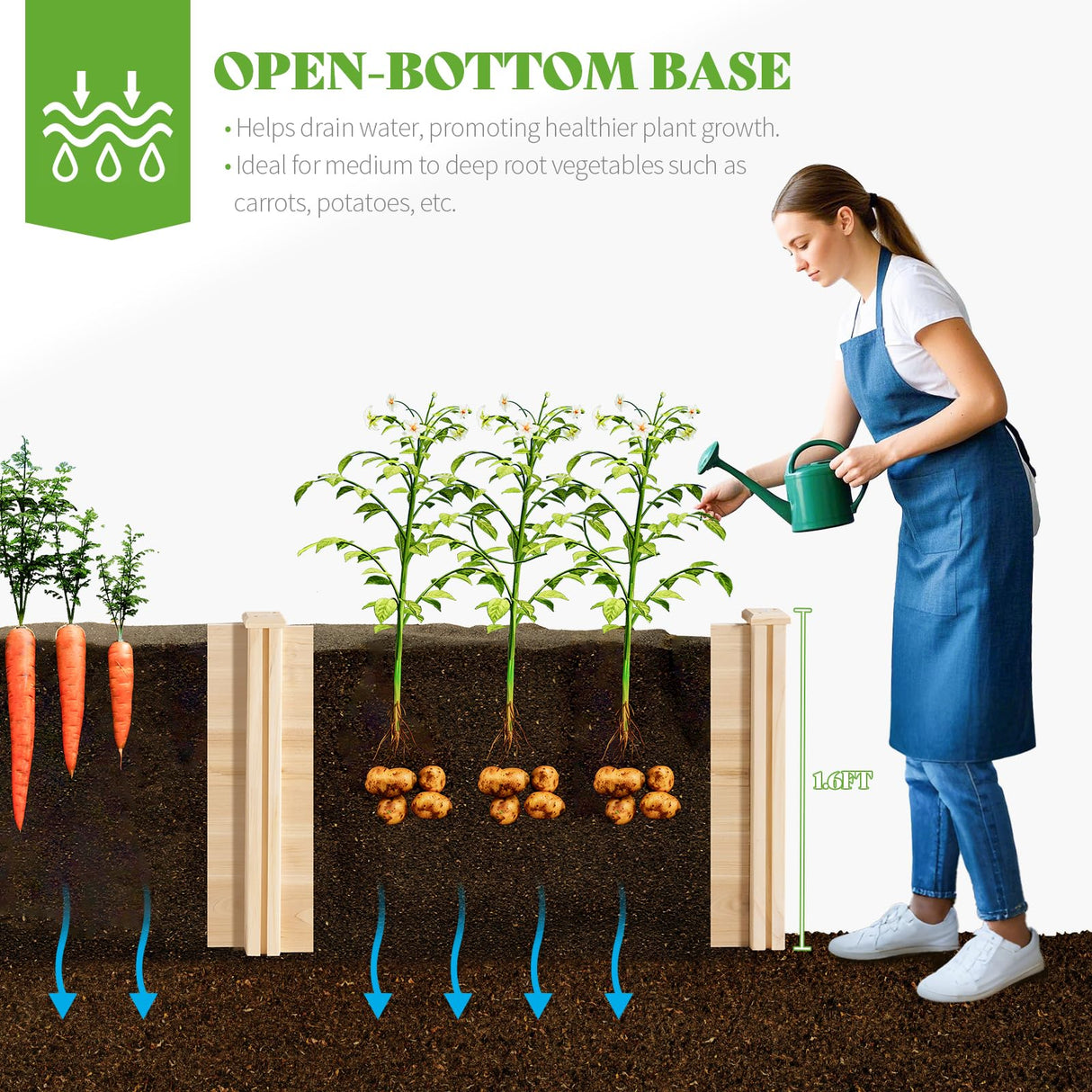 PaPaJet Wooden Raised Garden Bed for Outdoor, Deep Large Planter Box for Gardening, Vegetables, Flowers, Herbs（8×6×2FT） PaPaJet