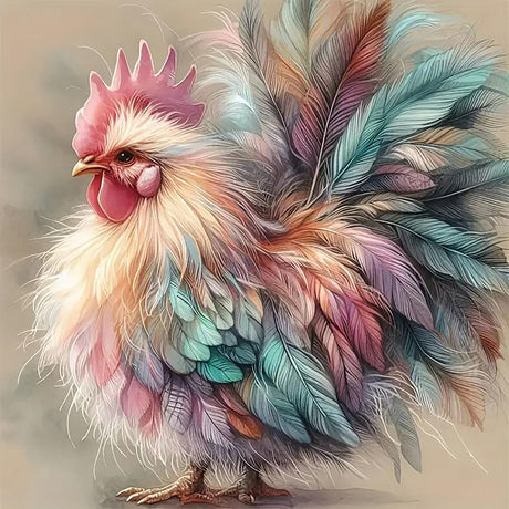 5D Diamond Art Kits for Adults Beginners Colorful Rooster，DIY Full Round Drill Diamond Painting Kits Cock,Chicken Paint by Diamonds Dots Gem Art Crystal Easy，Home Wall Decor 13.78X13.78 Inch Acelii