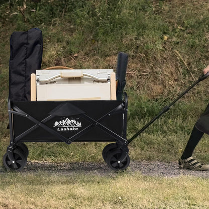 Collapsible Wagon Carts Foldable, Heavy Duty Beach Folding Wagon Cart with Wheels, Large Capacity Portable Utility Grocery Wagon for Shopping, Sports, Camping, Garden