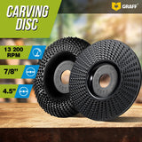 GRAFF Premium Wood Carving Disc 4 1/2 Inch for Angle Grinder - Set Shaping and Grinding Wheel for Wood, Drywall, Chipboard, Plastic - Woodworking GRAFF