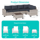 Muphyers 6-Piece Outdoor Patio Furniture Set Wicker Sectional Sofa Set, Patio Conversation Set with Thickened Cushions & Coffee Table for Garden, Backyard, Poolside, Dark Grey Muphyers