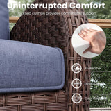 Vakollia 10 Pieces Patio Furniture Sets with Fire Pit Table, Wicker Rattan High Back Outdoor Swivel Rocking Chairs Set with 3-Seat Couch, Ottomans and Side Table Vakollia