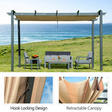 Domi Outdoor Living 10’ X 13’ Outdoor Retractable Pergola with Weather-Resistant Canopy Aluminum Garden Pergola Patio Grill Gazebo for Courtyard domi outdoor living