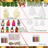 40PCS DIY Christmas Wooden Ornaments Unfinished Wood Slices to Paint with 8 Styles,Wooden Christmas Ornaments Crafts,DIY Santa Claus Christmas Tree Ornaments kit for Kids,DIY Christmas Tree Crafts Aodmti