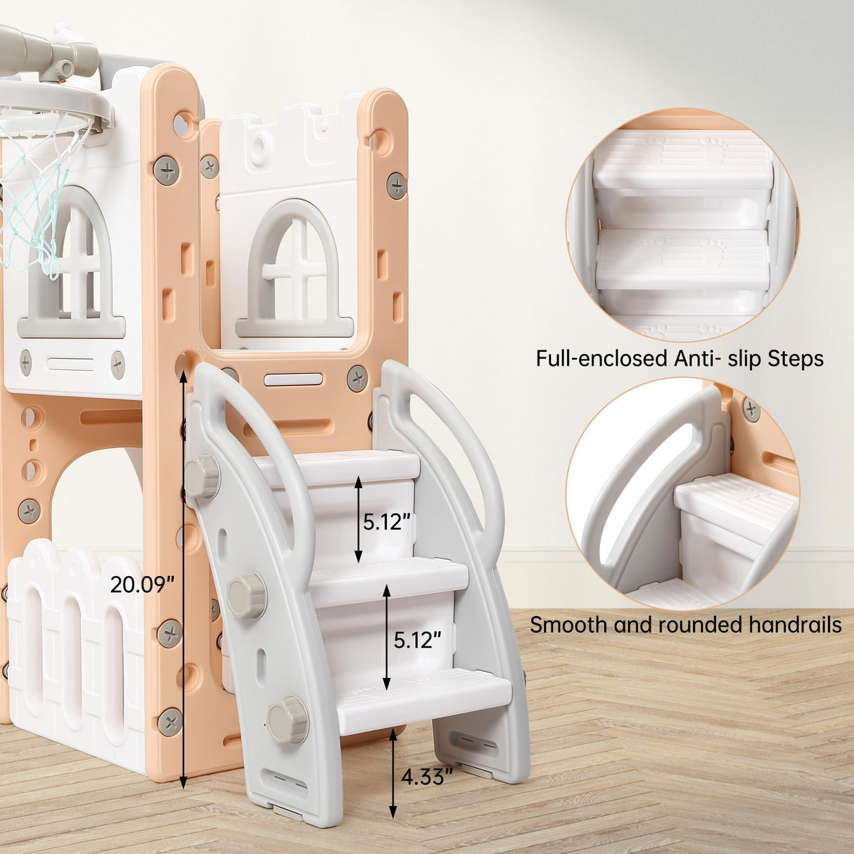 Toddler Slide 8 in 1 Toddler Playset for Toddlers Age 1-3，Baby Playset for Indoor Outdoor Playground with Climber, Crawling Tunnel, Basketball Hoop, Telescope, Toy Storage Garvee