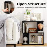 Giantex 3-Tier S-Shaped Bookshelf, Modern Geometric Bookcase, Freestanding Display Shelf for Small Space, Versatile Side Table, Wooden Storage Organizer for Home Office, Living Room (1,Black) Giantex