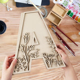 Layered 12 Inch Large Wooden Letters for Wall Decor, Flowered Paintable Wooden Nursery Letters for Crafts Wood Alphabet Letter B for Birthday Boho Nursery Name Sign Wedding Home Decoration Longan Craft