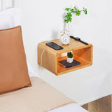 NAVREX LED Floating Nightstand, Farmhouse Night Stands, 100% Solid Wood Night Stands with Magnetic Storage, Modern Bed Side Table for Bedroom NAVREX