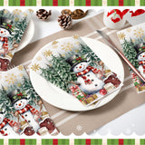 100 Pcs Christmas Guest Napkins 2 Ply Snowman Disposable Paper Napkins for Decoupage Snowflake Elk Xmas Tree Decorative Winter Christmas Cocktail Guest Hand Towel for Party Table Dinner Bathroom Janlaugh
