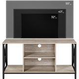 Yaheetech Industrial TV Stand for 55 Inch TV, Entertainment Center Media Console Table with Open Storage for Living Room, Wood Modern Furniture, Gray Yaheetech