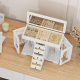 Miratino Jewelry Box for Women Girls, Wooden Jewelry Organizer Box with Mirror, 5 Layer Jewelry Storage Case Display for Necklaces Earrings Rings Bracelets Valentine's Day Gifts Miratino