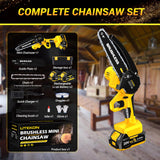 Cordless Mini Chainsaw, 1000W High Power Brushless Power Chainsaw, 2025 Upgraded 6 Inch Electric Chain Saw with 4000mAh Lithium-Ion Battery and Charger for Garden Yard Tree Branch Wood Cutting LITEKON