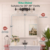 TokeShimi 30x26 Medicine Cabinet Mirror with Storage Tempered Aluminum Recessed or Wall Mounted Cabinet White with Stepless Adjustable Metal Shelves for Bathroom Vanity Modern Farmhouse TokeShimi