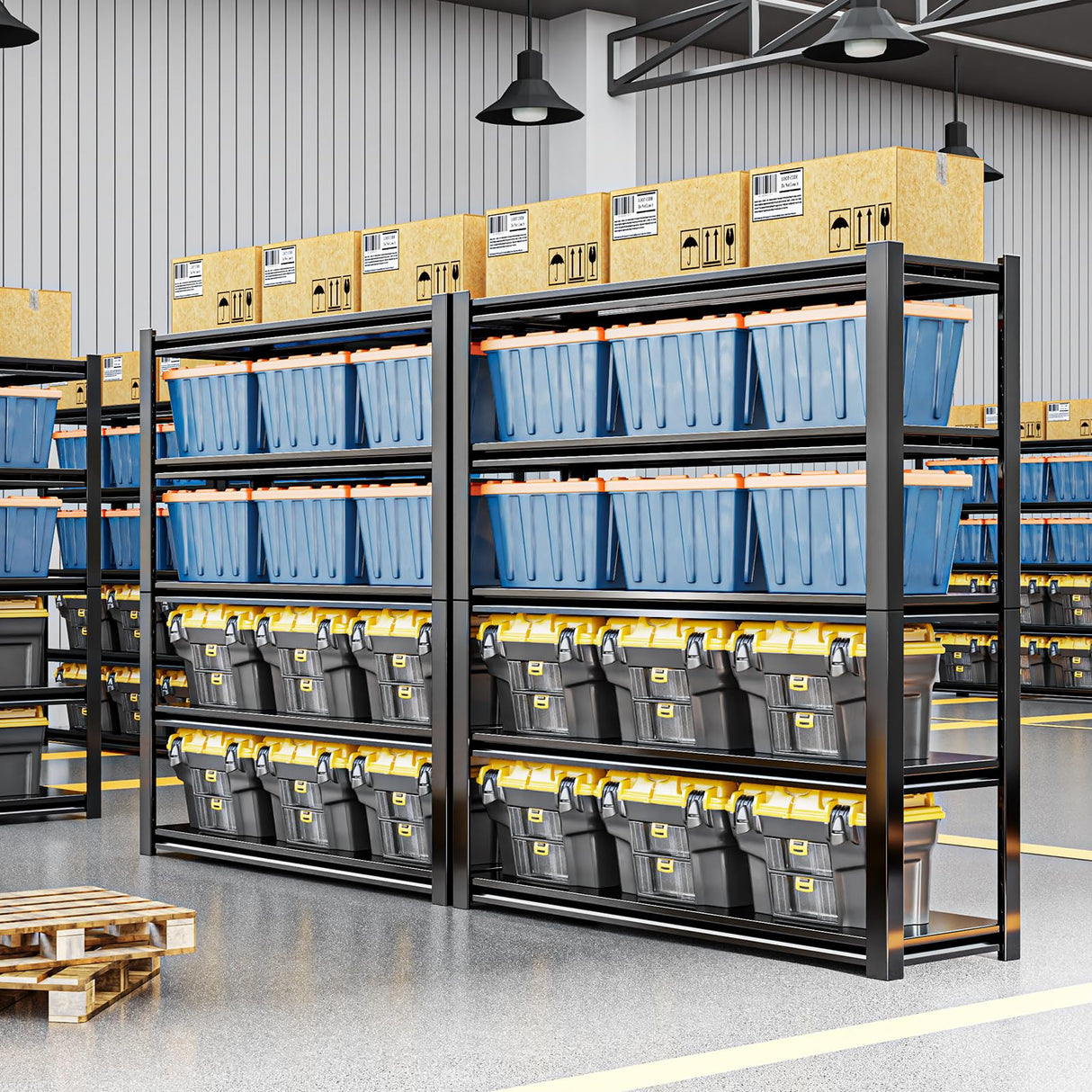 72" H Adjustable Garage Shelving 2500LBS Storage Shelves 5-Tier Heavy Duty Metal Shelves Organization Utility Industrial Shelves Rack for Garage Warehouse Pantry Basement,Black (19.6" D×59" W×72" H) Guomao