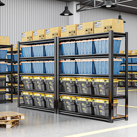 72" H Adjustable Garage Shelving 2500LBS Storage Shelves 5-Tier Heavy Duty Metal Shelves Organization Utility Industrial Shelves Rack for Garage Warehouse Pantry Basement,Black (19.6" D×59" W×72" H) Guomao