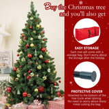 6ft Artificial Christmas Tree, Arbol de Navidad with 1000 Branch Tips, Fake Christmas Tree, Premium Spruce Xmas Tree with Fold-Able Metal Base Stand CRSTAFU