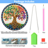 Reofrey Hanging Diamond Art Kits for Adults - 8x8 Inch Tree Acrylic Board Double Sided Pattern Diamond Painting Suncatcher Pendant, DIY Crystal Art for Home Wall or Window Decoration Handmade Gift Reofrey