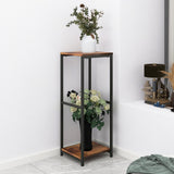 NOAMOO 32 inch Tall Metal Wood Plant Stand, Tier Potted Plant Shelf for Indoor, Flower Pot Holder for Corner Living Room Patio Balcony Garden, Kitchen and Bathroom Display Rack, Brown NOAMOO