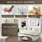 OUYESSIR Cloud Sofa Couch for Living Room, 79" Comfy Deep Seat Velvet Sofa with 3 Pillows and Gold Legs, Modern Upholstered 3 Seater Large Loveseat for Bedroom Office, White Velvet OUYESSIR