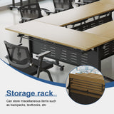 6-Pack Folding Conference Table for 12-16People,Modern Flip Top Training Room Tables with Wheels Save Space Rectangle Office Meeting Table Computer Desk forStudy Writing (6pcs 62.9 * 23.6 * 29.5in) GOYQGLE