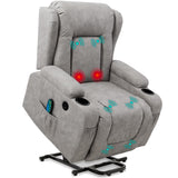 Best Choice Products PU Leather Electric Power Lift Chair, Recliner Massage Chair, Adjustable Furniture for Back, Legs w/ 3 Positions, USB Port, Heat, Cupholders, Easy-to-Reach Side Button - Gray Best Choice Products