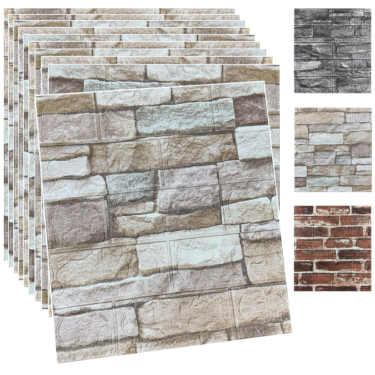 20PCS 3D Wall Panels Peel and Stick Foam 3D Brick Wallpaper Peel and Stick Faux Stone Wall Panel Self-Adhesive Wallpaper (20PCS, Rock Color) YU LI 3DH