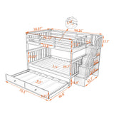 Harper & Bright Designs Full Over Full Bunk Bed with Trundle & Stairs, Wooden Full Size Bunk Bed Frame with Storage,for Kids Teens Adults(Espresso,Full Over Full) Harper & Bright Designs
