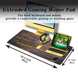 Samgula Gaming Mousepad Computer Desk Pad, Computer Desk Mats XXL Mouse Pad, Pc Gaming Mat Waterproof Non-Slip Rubber Base, 35.4" X 15.7" for Work/Game/Office Dark Wood, Vintage Natural Wooden Board Samgula
