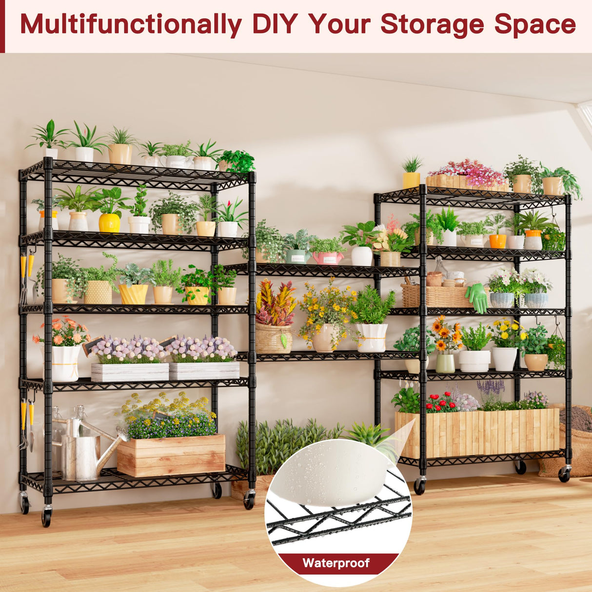 PrimeZone 6 Tier Wire Shelving with Wheels 79''H 1500lbs Storage Shelves NSF Certified Heavy Duty Steel Metal Shelf Adjustable Rolling Rack Kitchen Garage Closet Pantry Laundry 79''HX36''WX16''D PrimeZone