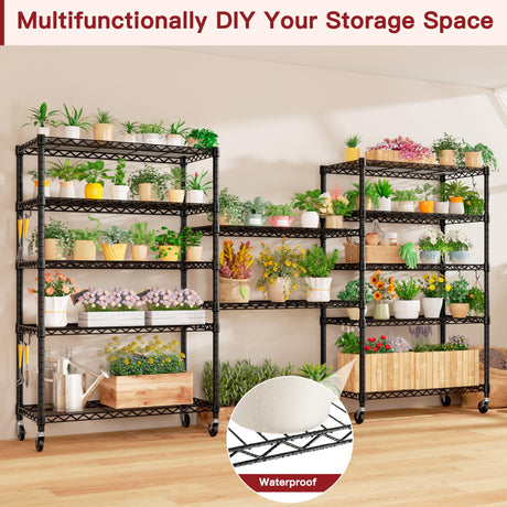 PrimeZone 6 Tier Wire Shelving with Wheels 79''H 1500lbs Storage Shelves NSF Certified Heavy Duty Steel Metal Shelf Adjustable Rolling Rack Kitchen Garage Closet Pantry Laundry 79''HX36''WX16''D PrimeZone