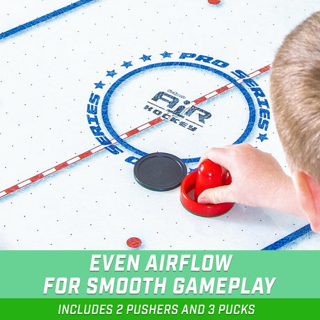 GoSports 48 Inch Air Hockey Arcade Table for Kids - Includes 2 Pushers, 3 Pucks, AC Motor, and LED Scoreboard - Oak or Black GoSports