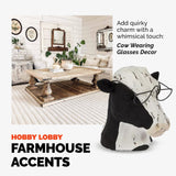 Black & White Sculptureative Cow Head Wearing Glasses – Distressed Faux Taxidermy – Wood & Metal Animal Sculpture – Country Western Themed Party Decorations – Farmhouse Style Decor for Home & Office Hobby Lobby