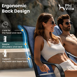 PHI VILLA 7 Piece Outdoor Patio Dining Set with 6 Swivel Dining Chairs & 1 Large Round Dining Table, Blue Textilene Mesh Fabric Chair and 54" Metal Table for All Weather PHI VILLA