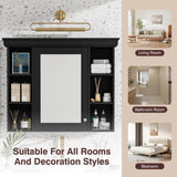 Virubi 36 Inch Wall Mounted Medicine Cabinet, Bathroom Storage Cabinet with Mirror Door and 6 Adjustable Open Shelf, Mirror Cabinet for Bathroom (Black) Virubi