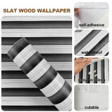 weiseni Peel and Stick Wallpaper Contact Paper White and Black Wood Grain Slat Panels Countertops Modern Removable Renter Apartment Friendly Self Adhesive 3D Easy Vinyl Wrap 118" x 17.7" weiseni
