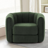 SUNWAVE Swivel Accent Chair, 360-degree Swivel Barrel Chair with Teddy Upholstery, Comfy Pumpkin-Shaped Accent Chair for Living Room, Bedroom, or Office (1, Green, 37") SUNWAVE