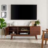 Walker Edison Modern 2-Door Solid Wood Stand for TVs up to 65 Inches, 58 Inch, Walnut Walker Edison