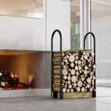 Fire Beauty Firewood Log Rack Adjustable Bracket Kit, Fireplace Wood Storage Holder,Black Powder,Coated Steel, Outdoor and Indoor Fire Beauty