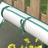 Outsunny 4 x 3 x 1ft Raised Garden Bed with Mini Greenhouse, Galvanized Outdoor Planter Box with Cover, for Herbs and Vegetables, Use for Patio, Garden, Balcony, White Cover and Brown Planter Outsunny