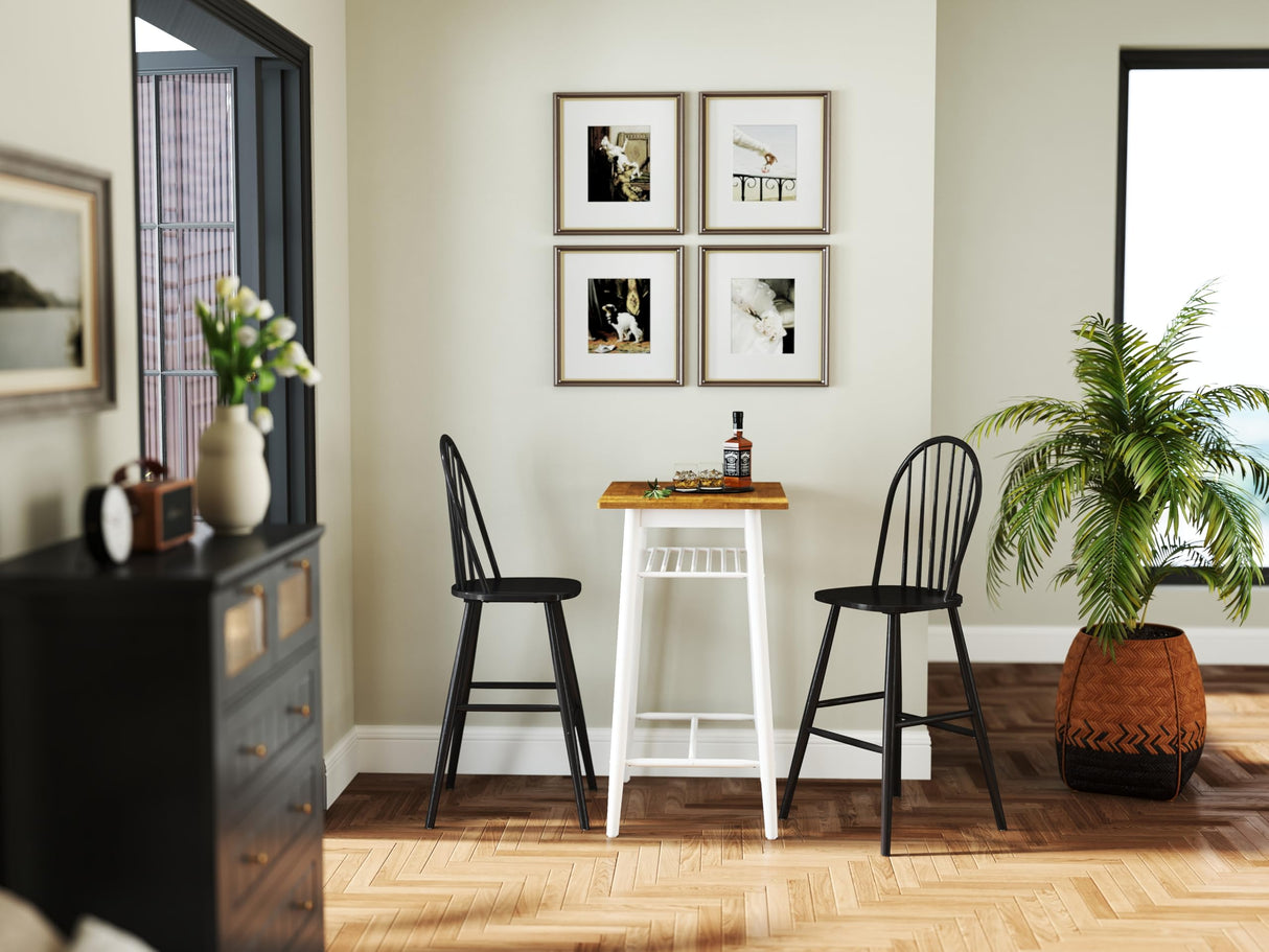 42 inch Modern Bar Table, Wood Pub Table, Rectangular Counter Height Table with White Wooden Legs for Dining Room, Kitchen, Living Room, Walnut Brown Wahson