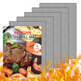 AOOCAN Grill mesh mat - Set of 5 Non Stick BBQ Grill mats, Heavy Duty, Reusable Grilling mats, Easy to Clean - Works on Gas, Charcoal, Pellet Grill - 15.75 x 13 in, Black Aoocan